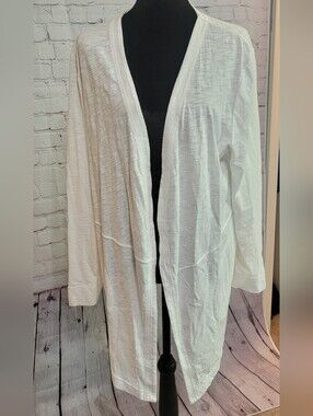 Chico's Lightweight Open-Front White Cardigan Size 2 (large)